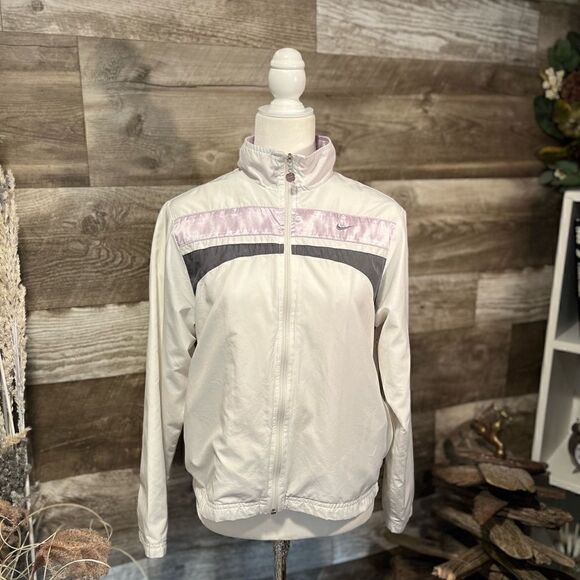 Nike Jackets & Blazers - Nike  white tennis jacket with purple stripe - M